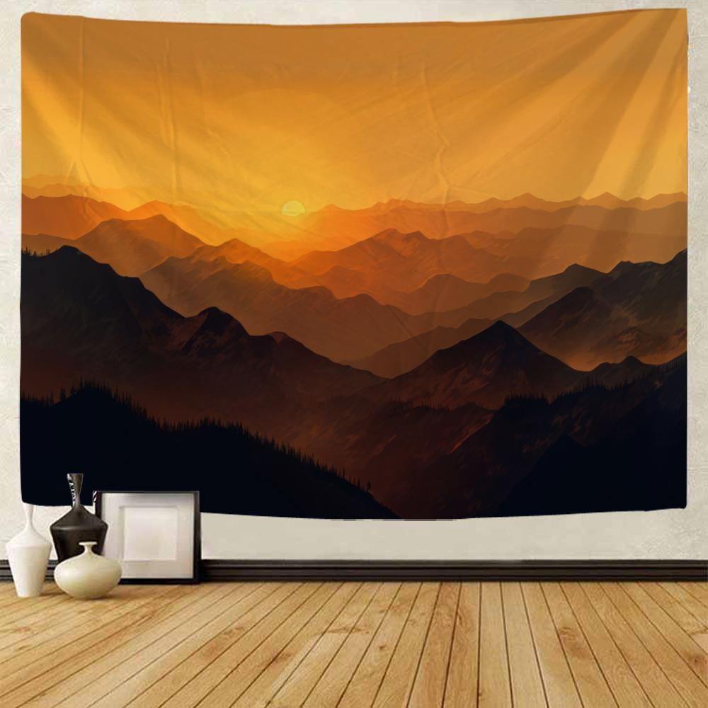 Mountains, Rivers, Forests, Sunrise Tapestry, Living Room, Bedroom, Dormitory, Art Background Cloth Poster For Wall Decoration