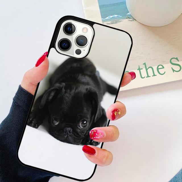 Animal Black Pug Close Up Phone Case Cover For iPhone 17 Air 15 16 14 Plus Apple 11 12 13 Pro Max Coque