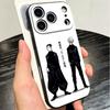 JUJUSU Anime Character Black White Soft Phone Case for iPhone 16 16E 17 Air 15 Pro Max 14 Plus 13 Mini 11 12 7 Black Cover Back