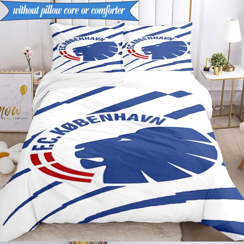 3PCS Fc Copenhagen Lion Crest Bedding Set 2D Printing (Includes 1 Duvet Cover + 2 Pillowcases Coreless), Bedroom decor,Fan Gift