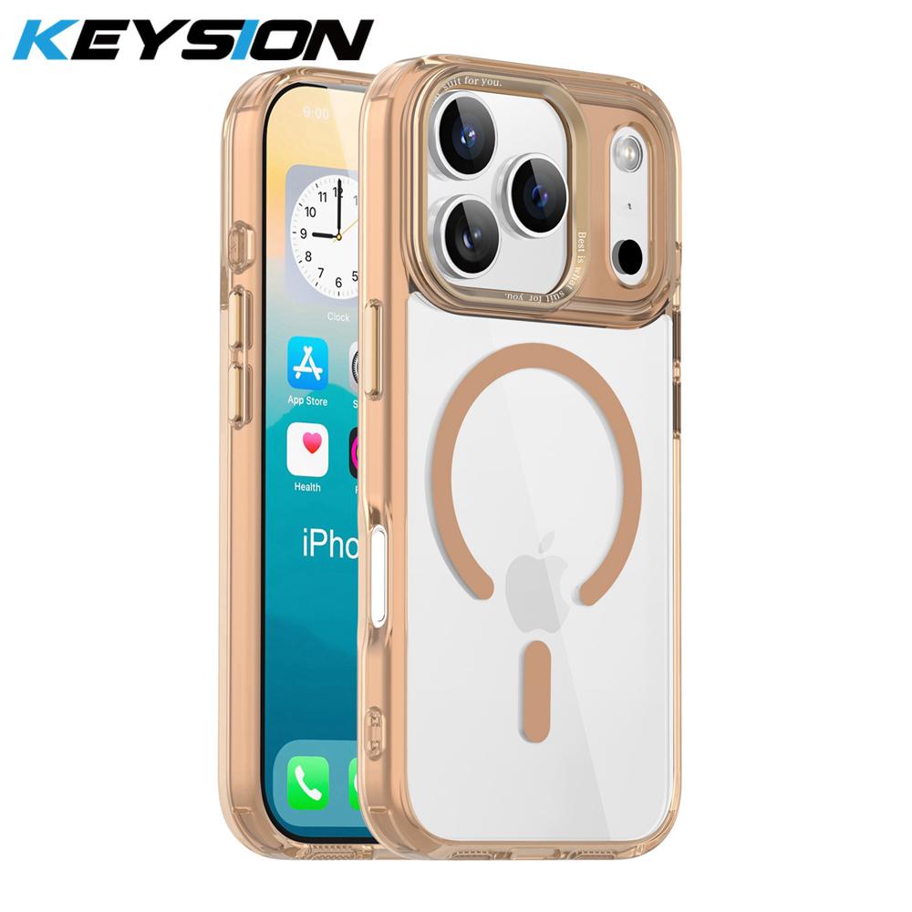 KEYSION Αντικραδαισμική Διαφανής Θήκη για MagSafe για iPhone 17 Pro Max Μαλακή TPU+PC Μαγνητική Ασύρματη Φόρτιση Τηλεφώνου Διάφανη Θήκη