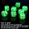 10pcs 16mm Glow in the Dark Dice Green Luminous D6 Dice with Gold Pips, Plastic Standard Size Game Dice Table Games Party Favors