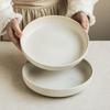 Sesame Dot Deep Plate Simple Ceramic Plate Round Large Plate Tableware Salad Plate Household Large Vegetable Plate Dinner Plate