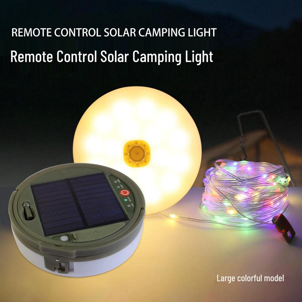 Ultra Bright Waterproof Solar Camping String Lights with Tent Lamp and Tape Measure Storage