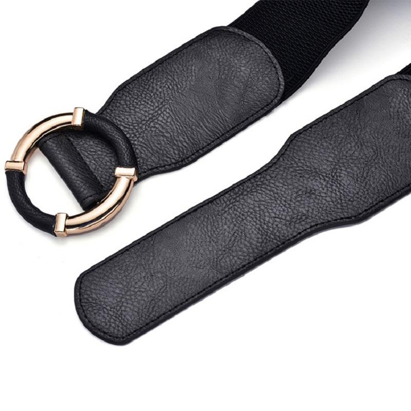 Elastic Women's Dresses Belts High Quality Stretch Wide Belt Corset Women Waist Belts Trend Gold Circle Buckle Waistband DT072