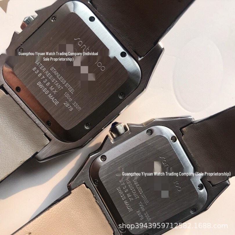 

Cartier Santos Vintage Квадратний Годинник зі Шкіряним Ремінцем та Метеликовою Застібкою - Унісекс Кварцовий Women s чорний