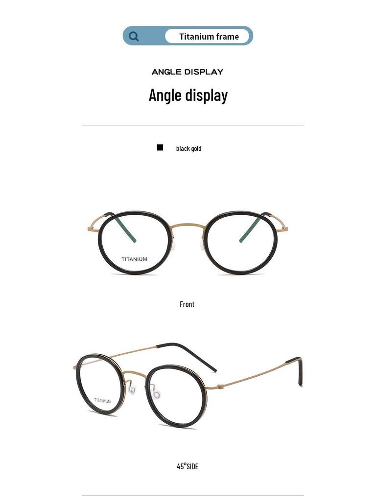 Linde 5805 Oval Titanium and Acetate Fashion Eyeglasses for Women and Men - Retro Business Style