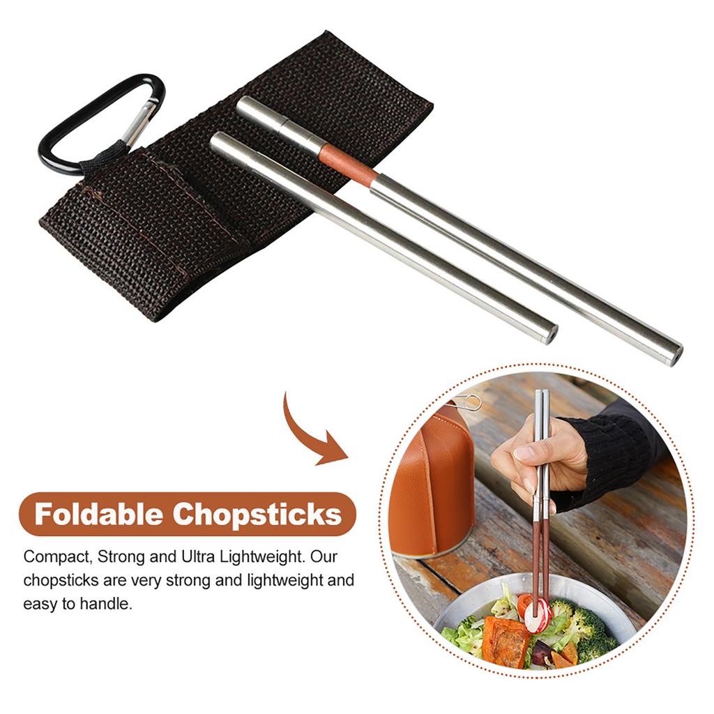 Foldable Chopsticks Ultralight Retractable Chopsticks Portable Collapsible Travel Chopsticks with Storage Bag for Camping Picnic