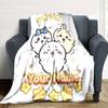 1pc Chiikawa Blanket with Custom Name, Gift, for Men and Women, Soft Blanket, Good for Sofa Bed Couch Travel, Lightweight Flannel Blanket