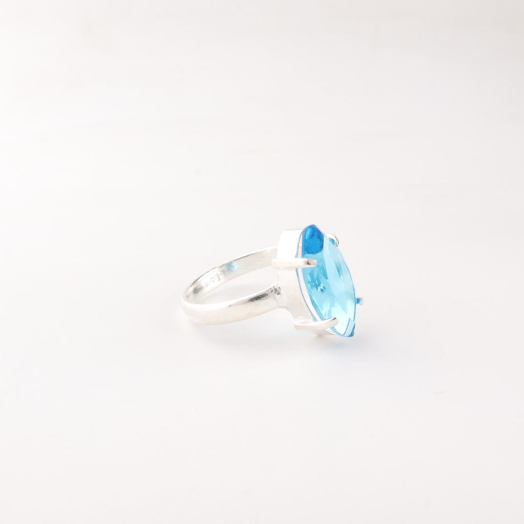 Swiss Blue Topaz Gemstone 925 Sterling Silver Jewelry Handcrafted Designer Ring RR-65-3