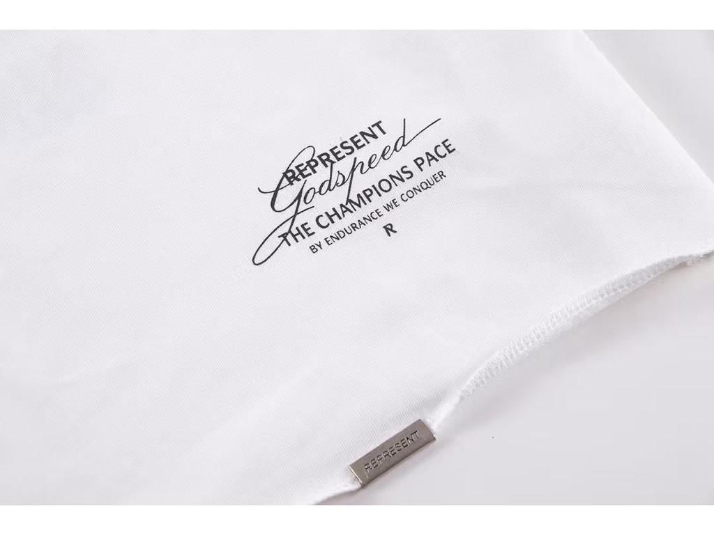 REPRESENT REP Letter Angel Print Vintage Washed Distressed Loose Short Sleeve T-Shirt for Men and Women