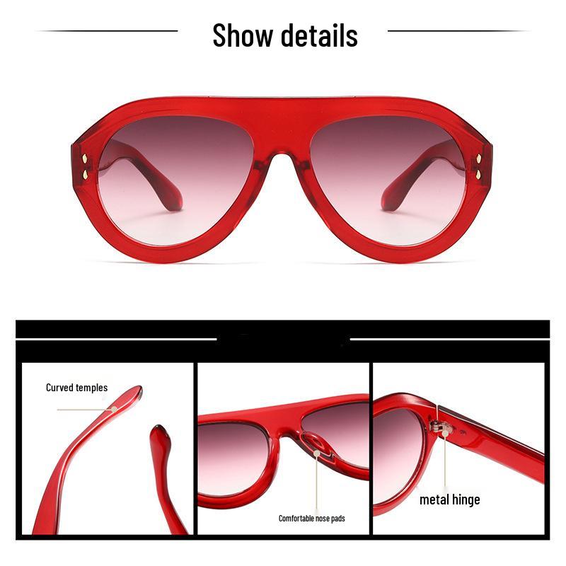 Women's Retro Large Frame UV Protection Sunglasses with Metal Studs
