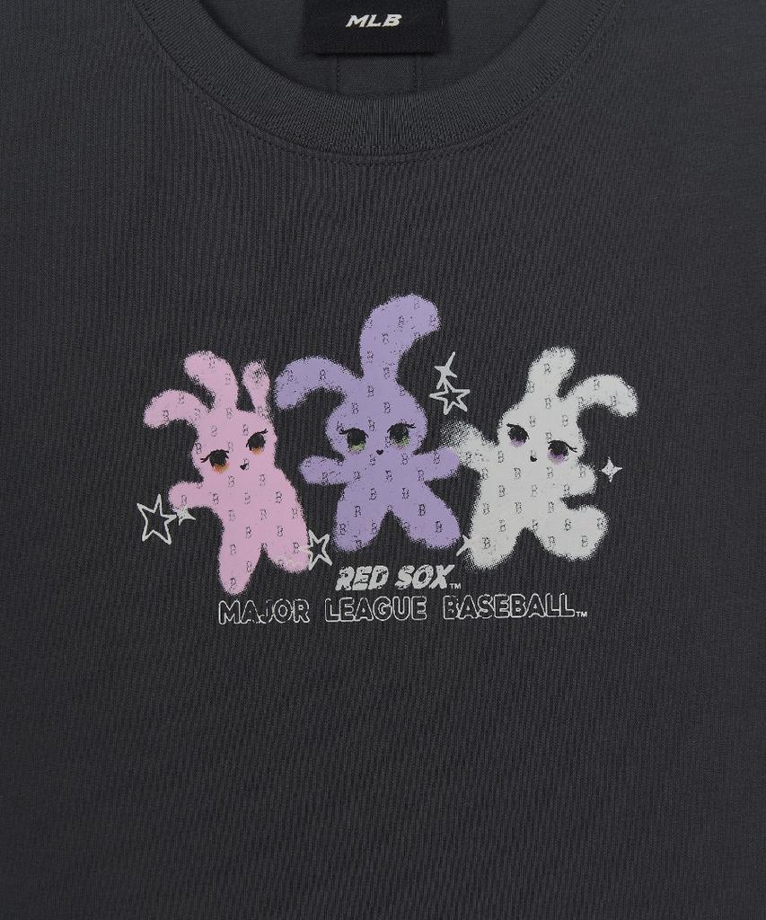 Emelbi Women'S Small Bunny Graphic Slim Semi-Crop Short Sleeve T-Shirt Bos (D.Grey)