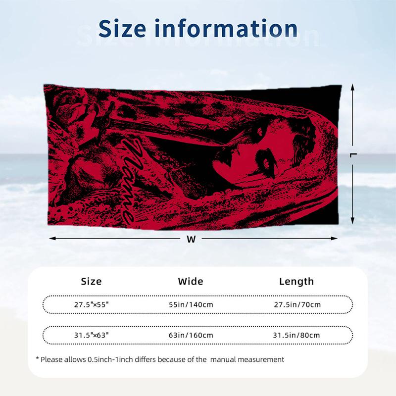 Dark Gothic Custom Name Printed Beach Towel Personalized Soft Towel For Swimming Beach Travel