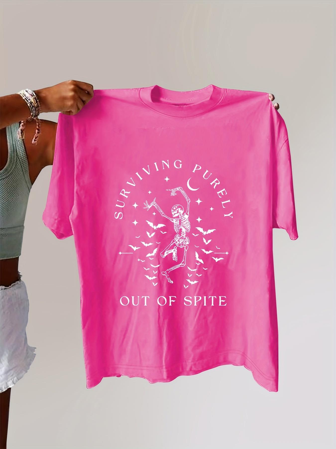 Surviving Purely Out of Spite Skeleton Women s Tee - Casual Brown Graphic Top S