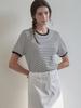 BEMUSE MANSION Ribbed Binding B Point T-Shirt - Black Stripe