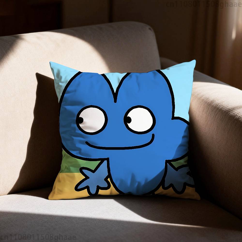 Funny Anime BFDI Pillow Case Antidustmite Pillowcase Invisible Zipper Silky Short Plush Sofa Cushion Cover