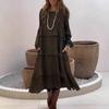 2025 Spring/Summer Women's Long-Sleeved Patchwork Ruffle Dress