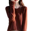 Women's Merino Wool Turn-Down Collar Cardigan Pullover Sweater - Fashionable Knitwear Base Layer.