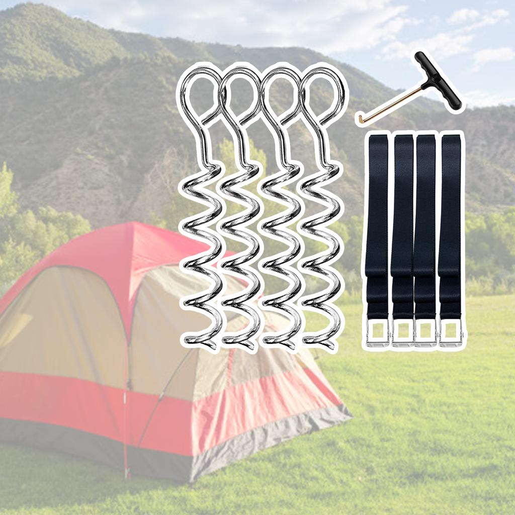 4Pcs Tent Stake Anchors Trampoline Ground Stake Tie Down Spirals Ground Anchors for Trampolines Swings Garden Enduring