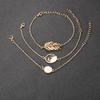 New Product Bracelet Set, Fashion Temperament Alloy Leaf Imitation Opal Round Gemstone Bracelet 3-Piece Set