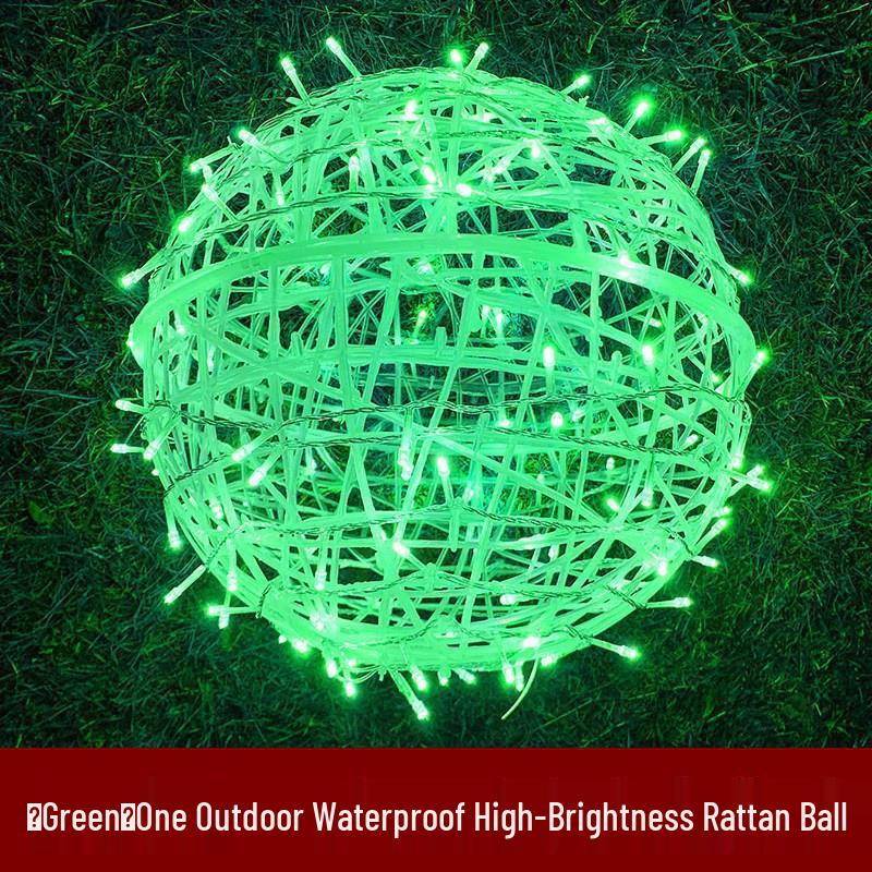 LED Rattan Ball Waterproof Outdoor Hanging Lights - Starry Sky Flashing Festival Decoration