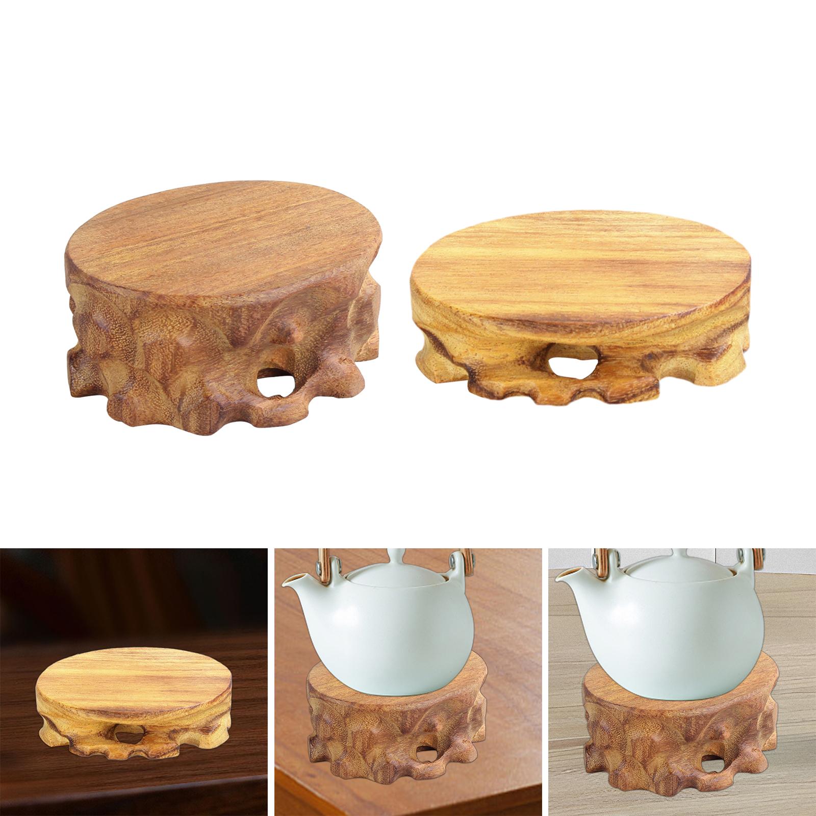 

Circular Wooden Base Unique Decorative Base Teapot Base Round Base Display Stand Wood Carving Teapot Base Stone Flower Pot Low