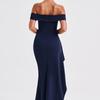 European and American Summer Strapless Sexy One Neck Backless Slit Long Dress