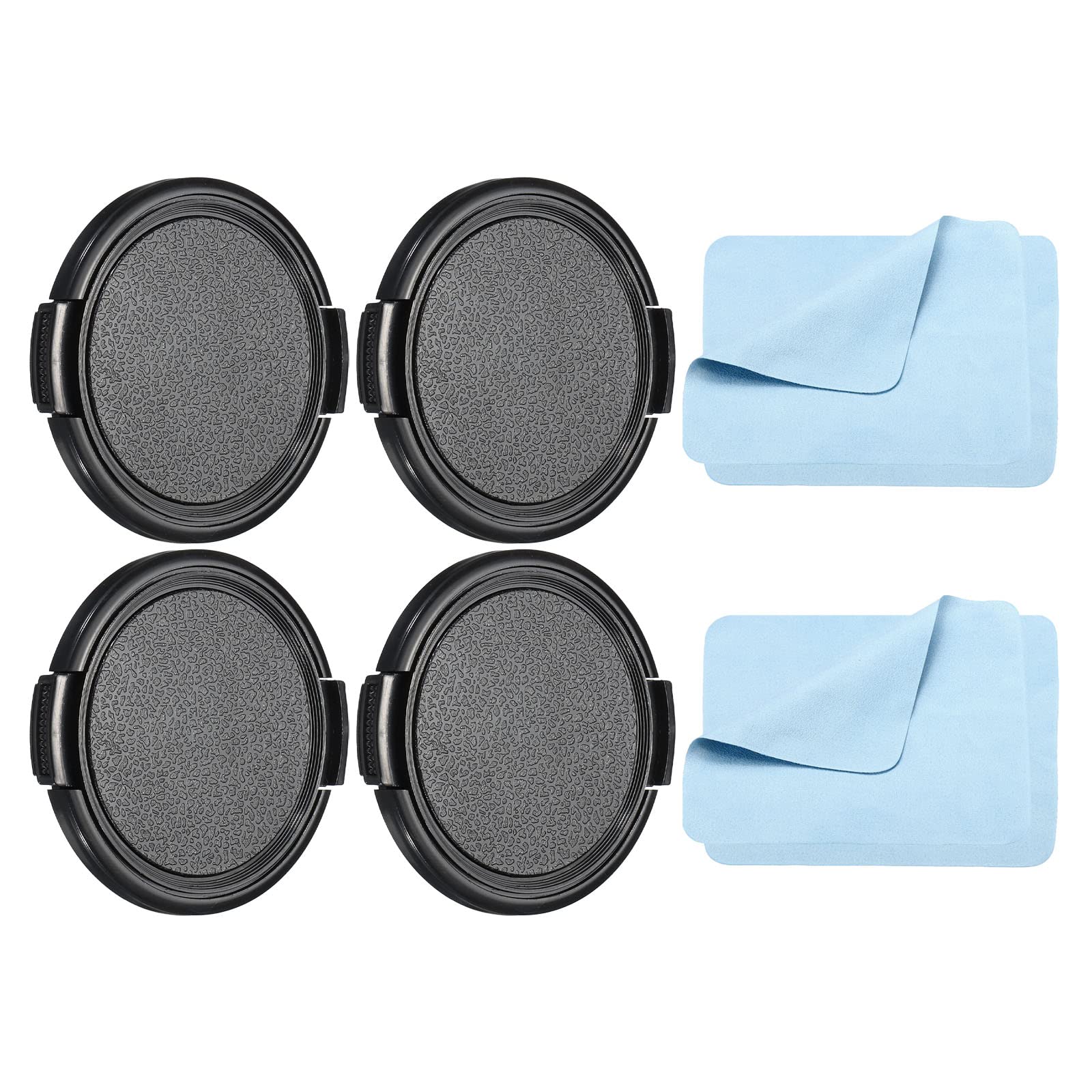 

PATIKIL Camera Lens Cap 4pcs Side Pinch Front Lens Cover with Microfiber Cleaning Cloth 55mm Thread Universal for DSLR Lens