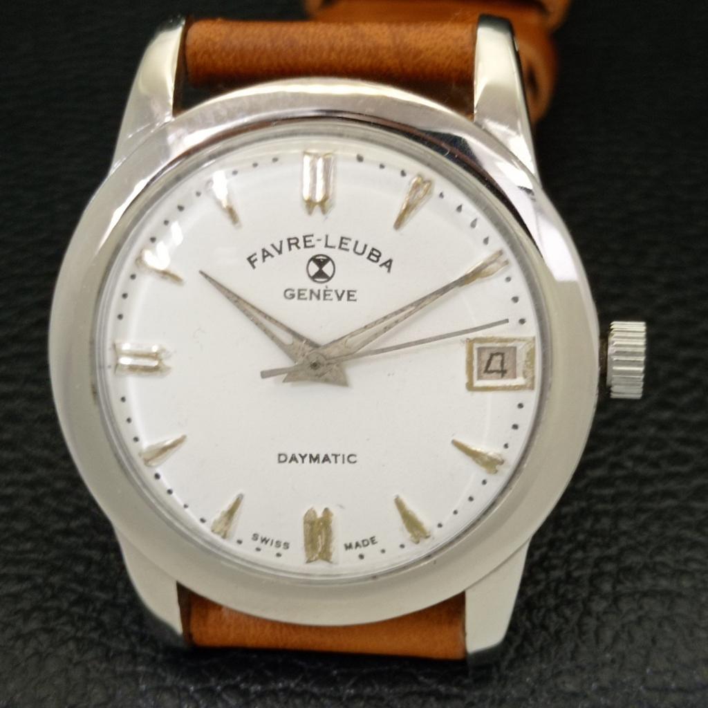 GEBRAUCHTE SCHWEIZER FAVRE LEUBA GENEVE DAYMATIC HERRENUHR MIT WEISSEM FARBIGEM ZIFFERBLATT a432154-2