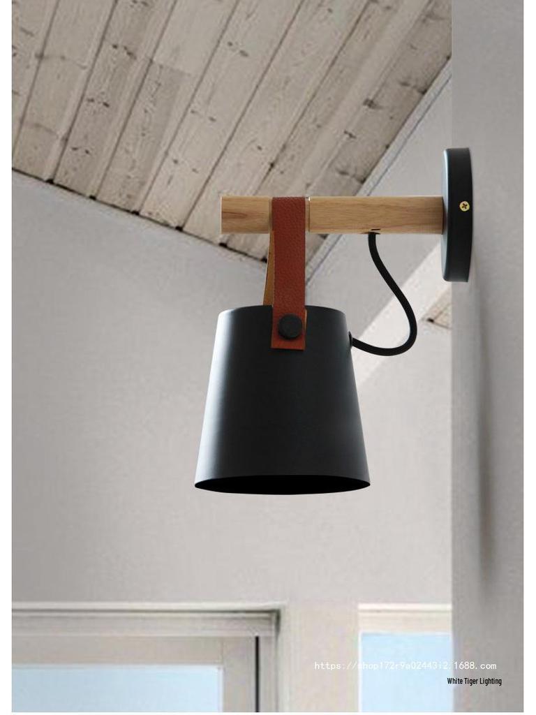 Retro Leather Belt Wall Lamp - Industrial Style Bedside Light for Bedroom or Corridor