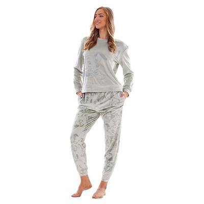 Womens/Ladies All-Over Print Velour Long Pyjama Set