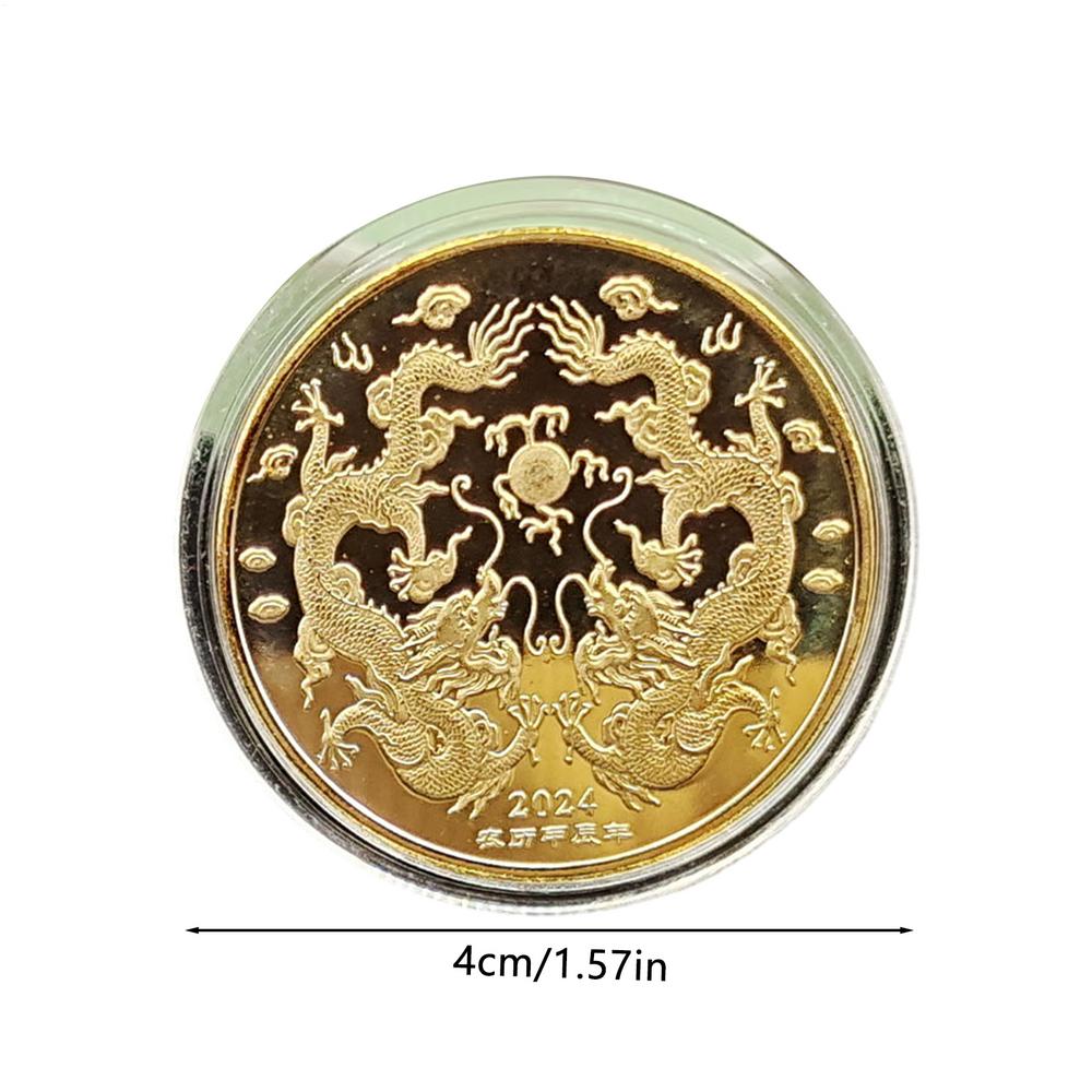 Памятная монета  Дракон  Китайский Новый год 2025 Драконы, играющие с бусинами Коллекционная монета Маскот Китая Сувенир Счастливая монета золотой