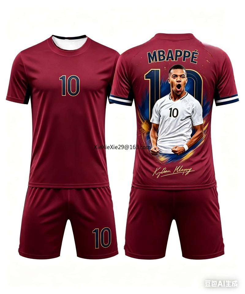 2026 AI New Mbappe # 10 Hot Selling Fashion Summer Football Short Sleeved T-shirt Shorts Children's Father Son Set