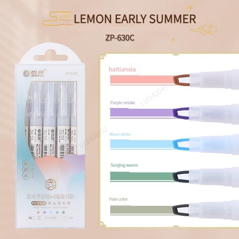 5 Stück/Set Doppelspitz-Textmarker Stifte Kawaii Farbige Manga Marker Pastell Scrapbooking Japanische Kawaii Schreibwaren Schulbedarf