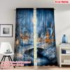 2pcs 2D Flat Printing Christmas Hot Curtains Cozy Winter Village Snowfall Digital Printed Polyester Drapes Family Party Use for