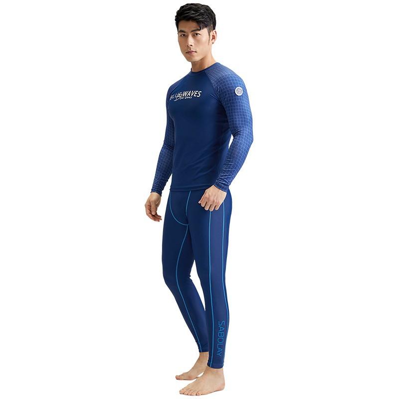 Herren Schnelltrocknendes Nylon Rash Guard Badeanzug-Set Mit UV-Schutz Atmungsaktiv Langarm Oberteil Badeshorts Surfen Schwimmen