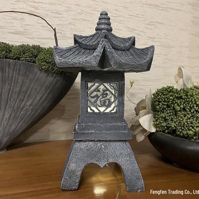 Indoor Retro Stone Pagoda Lantern: Chinese Zen Ornament for Living Room or Tea Table Decor