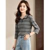 D.F.DEAR Women's Color-Block Trim Striped Knit Top