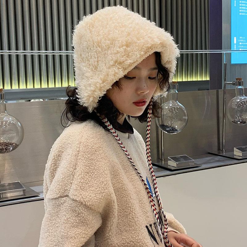Autumn and Winter Cute Thickened Imitation Fur Plush Fisherman Hat Children Versatile Warm Windproof Cold Ear Protection