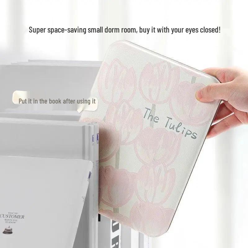 Portable Tulip Makeup Mirror: Compact Handheld and Desktop Vanity Mirror for Dormitory Students