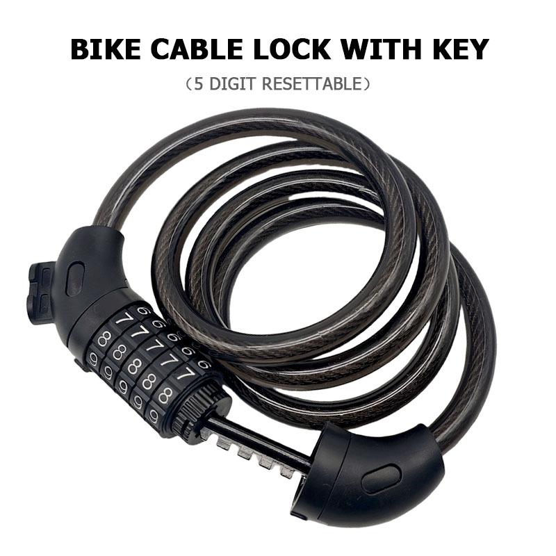Digit Resettable Combination Bike Cable Lock AntiCut Waterproof PVC Coated Steel Wire Security Lock Keyless Flexible Cable Lock 4