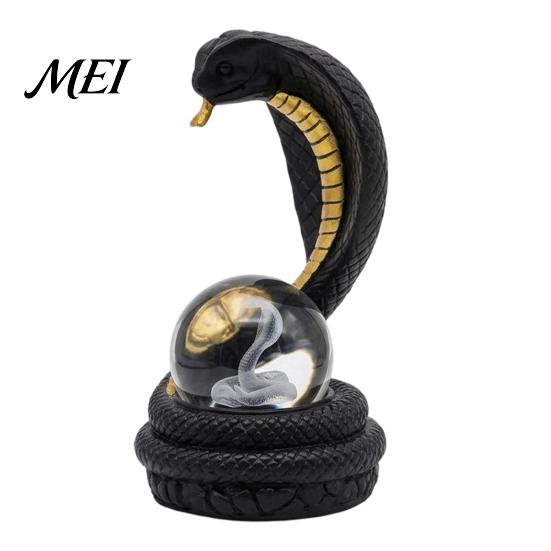 Unique Birthday Gifts Snake Shaped Desk Lamp, Resin LED Table Light with RGB Color Atmosphere Lamp Changing, Faux Crystal Ball for Bedroom Office