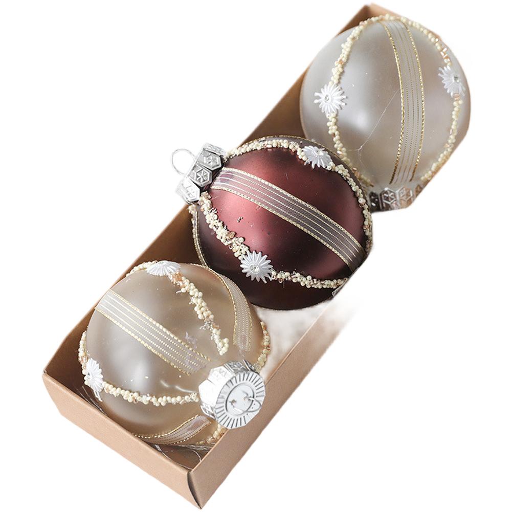 

Classic Ornament Shape Matte Christmas Balls Pink Sequin Ornaments A