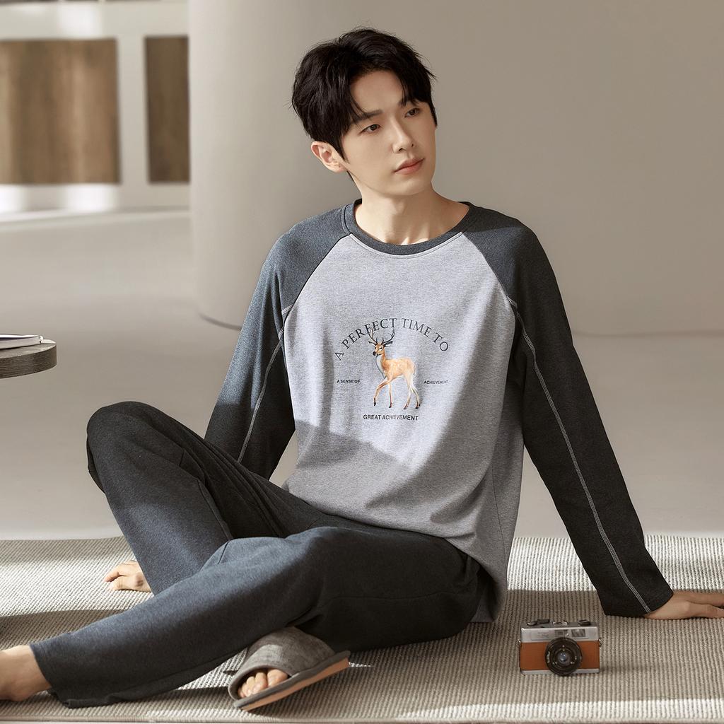 Pajamas Men'S Spring And Autumn Men'S Cotton Long Sleeve Men'S Autumn Cotton Homewear Casual Suit