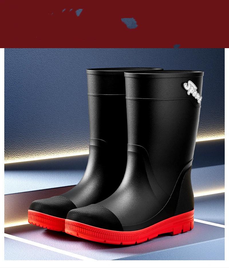 Herren Mid Tube Wasserdicht Rutschfest Abriebfest Regenschuhe Gummischuhe