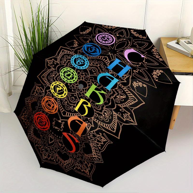 

Chakras, Mandala Theme 8 Bone Hand Automatic Folding Umbrella, Compact and Portable Design, A Perfect Gift for Birthday, Christmas or Busine