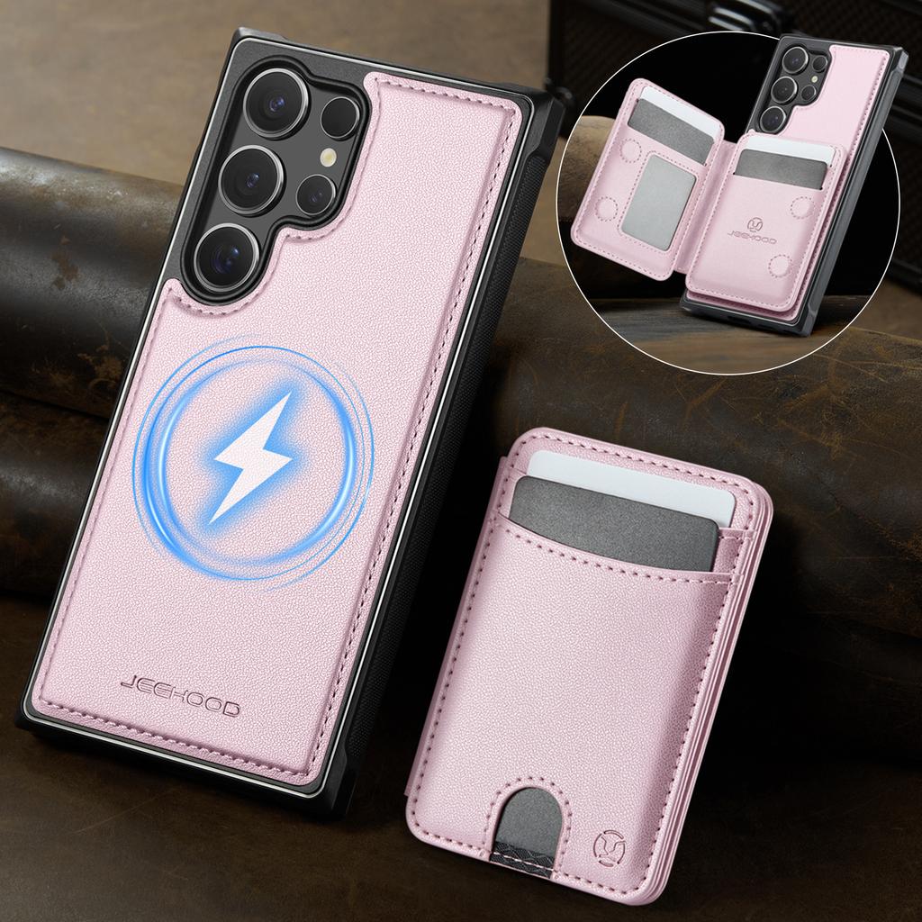Leder Handyhülle für Samsung Galaxy S26 Ultra S25 Edge S24 Plus S23 FE S22 S21 S20 Note20 Abnehmbares Magnetisches Kartenfach Brieftasche