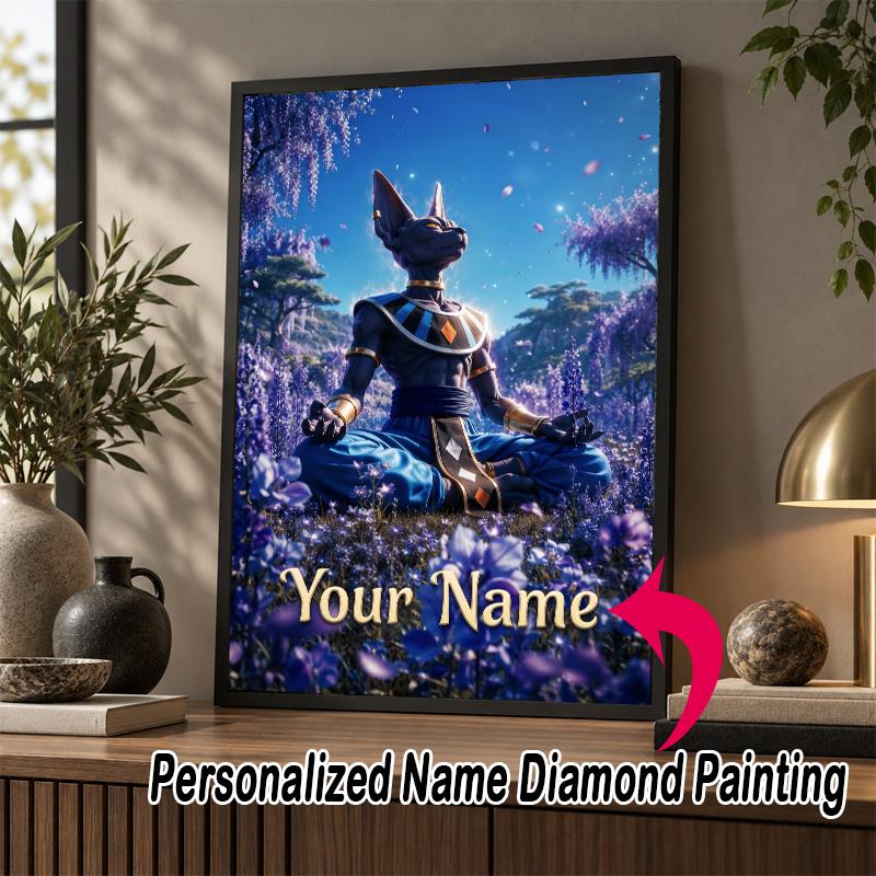 Personalized Beerus Diamond Art Custom Name 5D Diamond Painting Full Drill DIY Craft