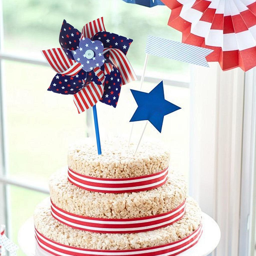 10 Pack Pinwheels Patriotic Decorations, American Flag Stick Wind Spinners With Stake For Independence Day, Memorial Day Julys Of 4th Party Supplies
